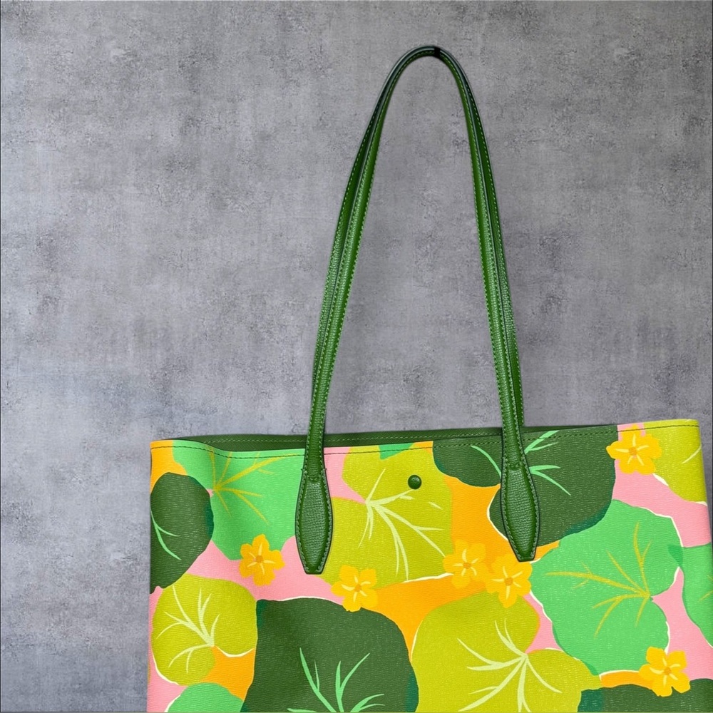 KATE SPADE ALL DAY CUCUMBER FLORAL LARGE TOTE BAG - Picture 7 of 13